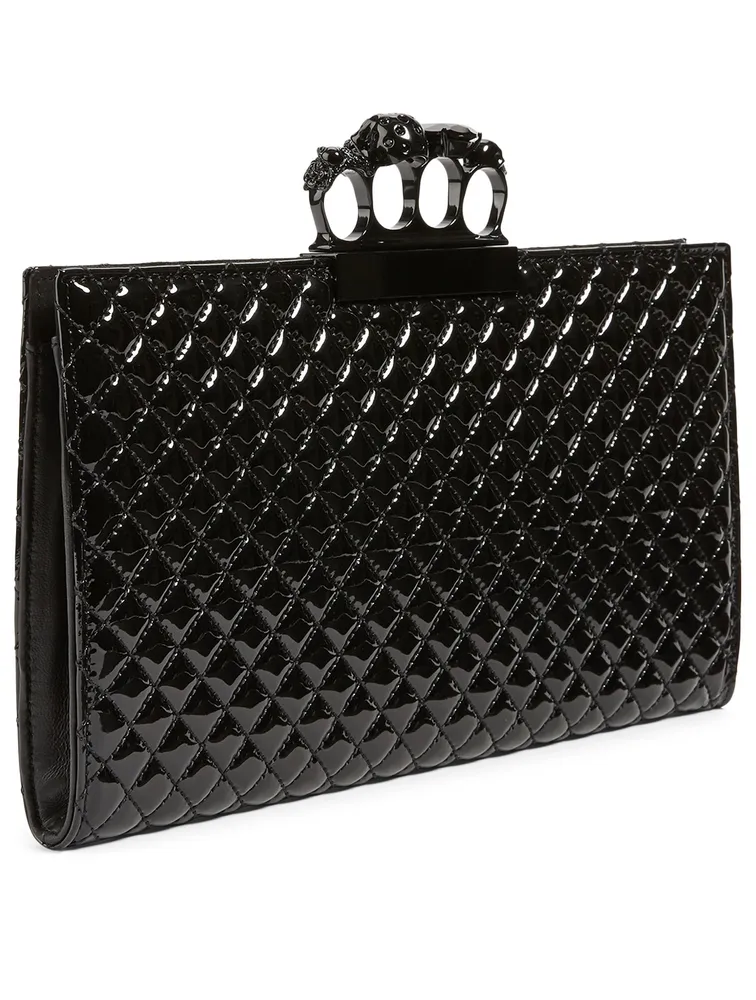 Patent Leather Four-Ring Box Clutch Bag
