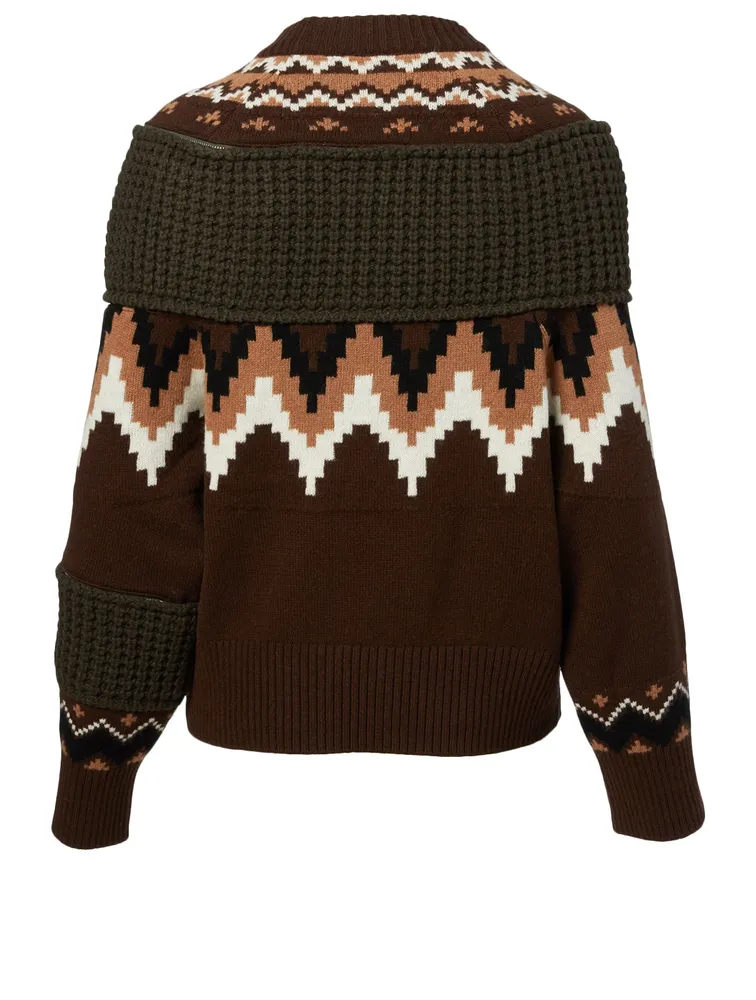 Wool-Blend Sweater Fair Isle Print