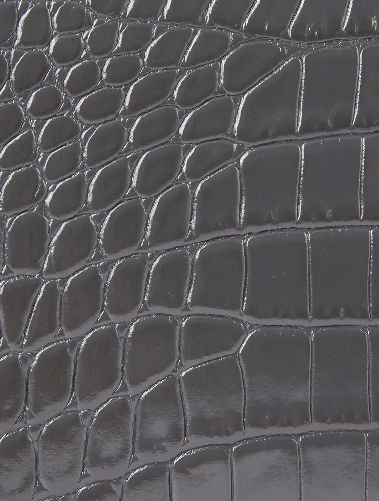 Croc-Embossed Leather Four-Ring Clutch Bag