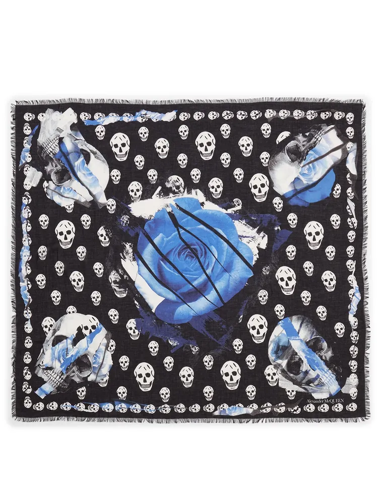 Large Torn Roses Modal And Wool Scarf