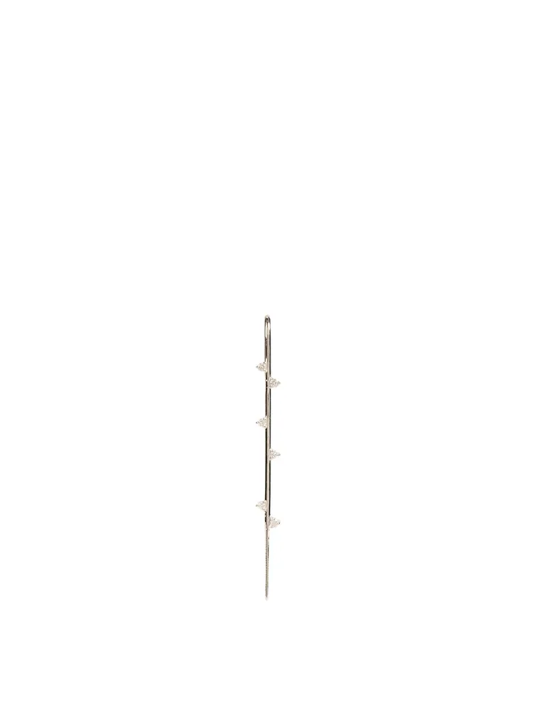 Amoret 18K White Gold Ear Pin With Diamonds