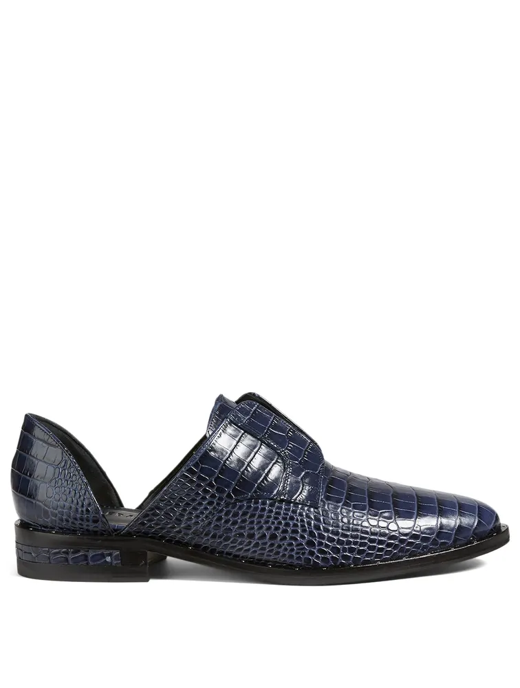 Wear Croc-Embossed Laceless D’Orsay Derby Shoes