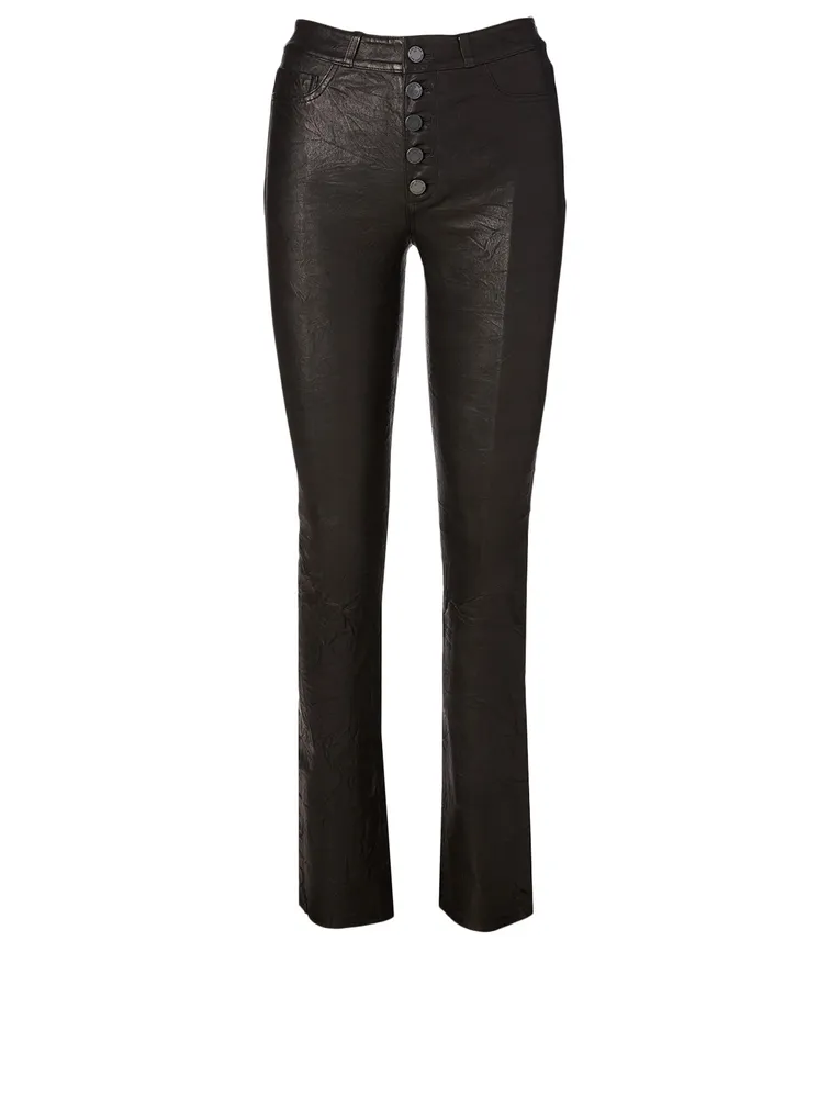 Hoxton Leather Jeans With Exposed Buttons