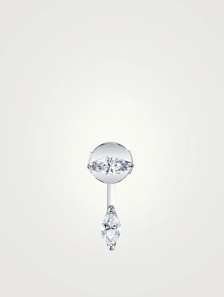 18K Gold Marquis Diamond Orbit Earring