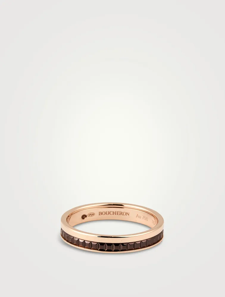 Quatre Classique Rose Gold Wedding Band With Brown PVD