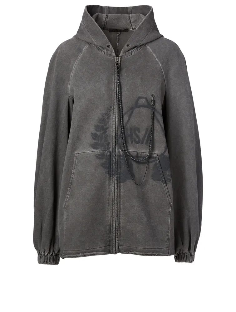 Cotton Zip Hoodie With Chains
