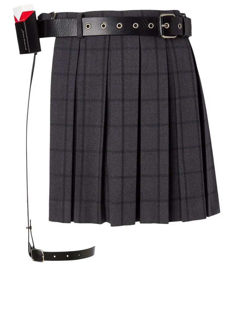 Pleated Skirt With Leather Belt