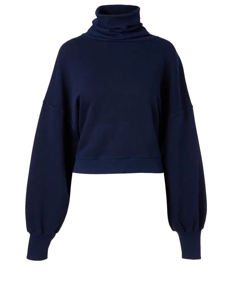 Balloon-Sleeve Turtleneck Sweater