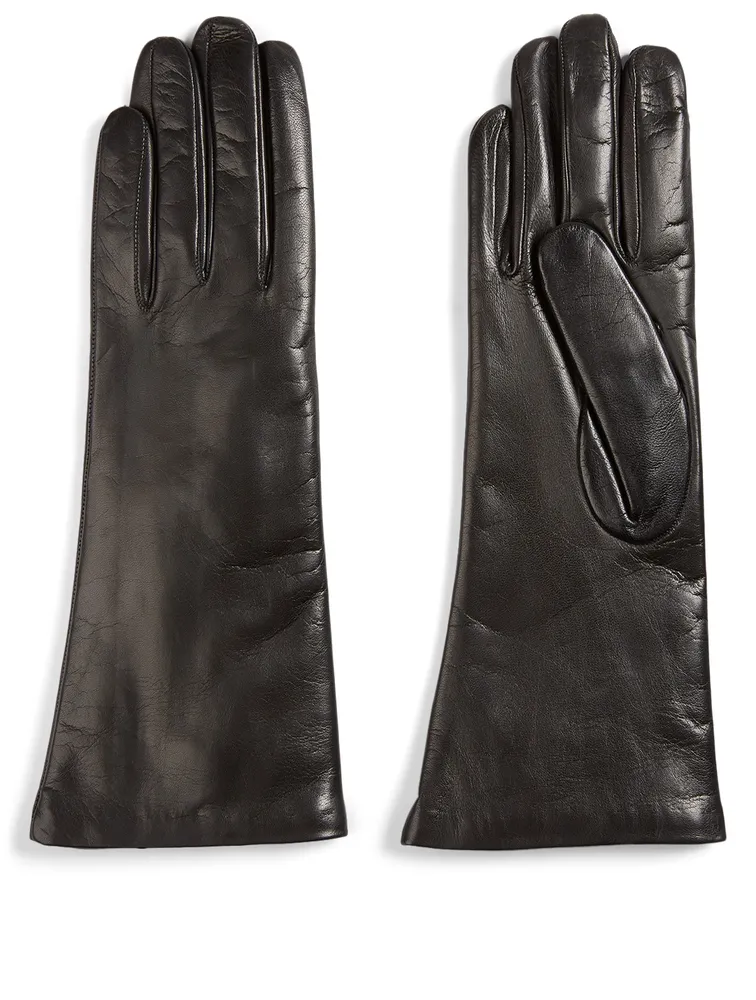 Four-Button Leather Gloves With Cashmere Lining