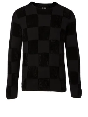 Wool-Blend Sweater In Check Print