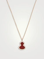 Petite Wulu 18K Rose Gold Red Agate Pendant Necklace With Diamonds