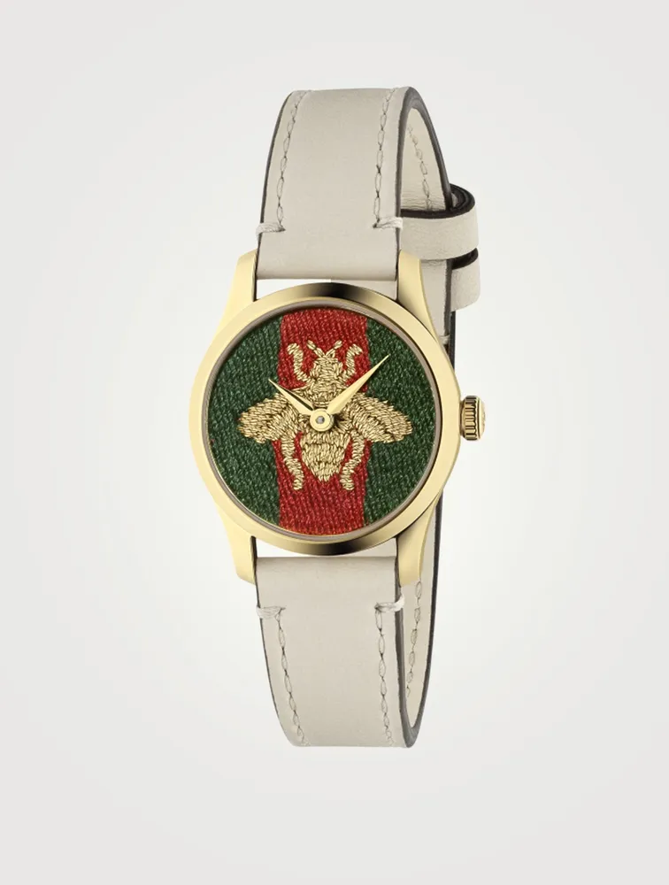 G-Timeless Leather Strap Watch