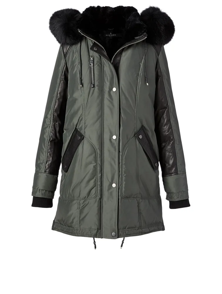 Chelsea Shearling Down Parka With Fur Hood