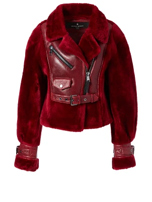 Victoria Cropped Shearling Biker Jacket