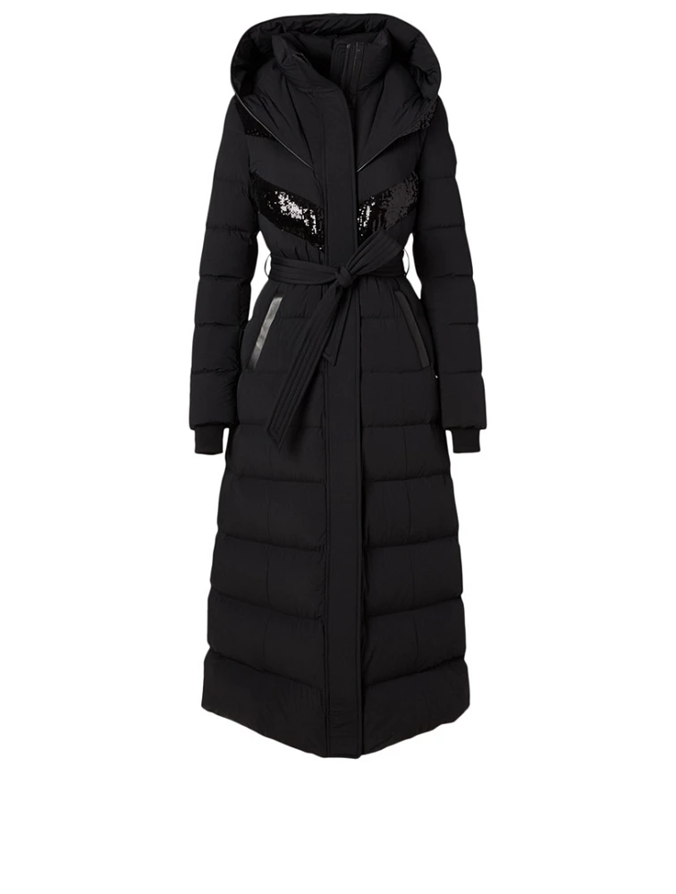 Adina Down Long Coat With Sequins