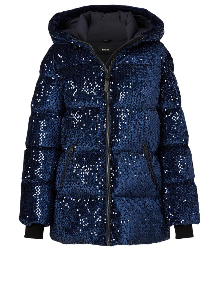 Emerie Velvet Down Coat With Sequins