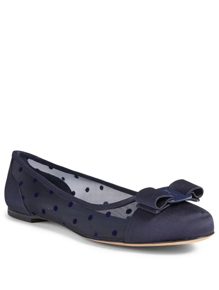 Varina Dots Pois Silk Tulle Ballet Flats