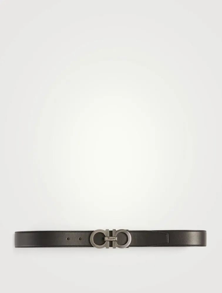 Adjustable Reversible Leather Gancini Belt