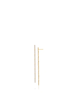 14K Gold Multi Bar Drop Earrings With Diamonds