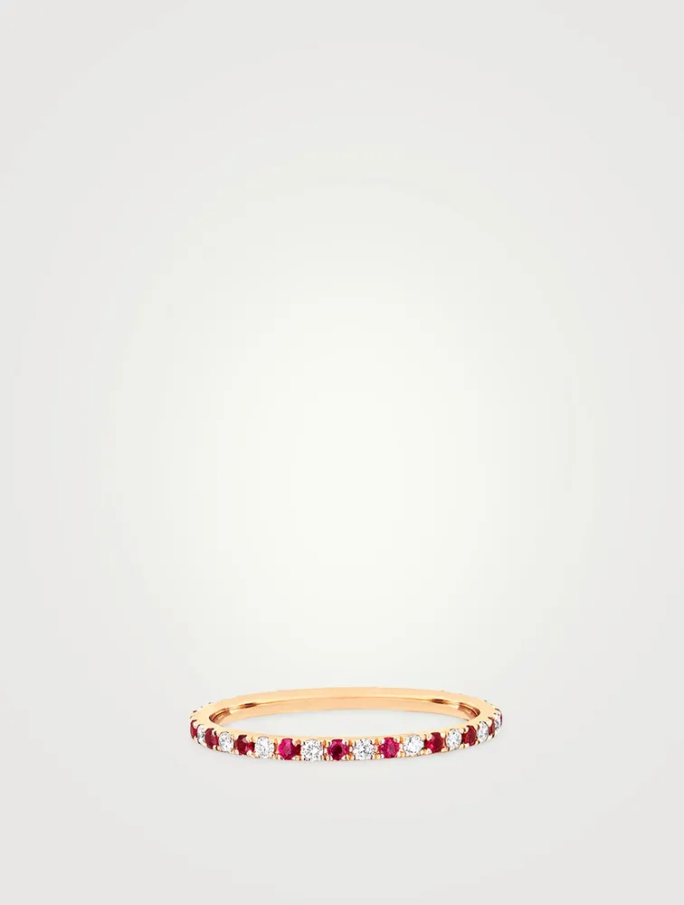 14K Gold Eternity Ring With Diamonds And Rubies