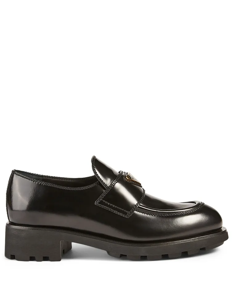 Leather Lug Heeled Loafers