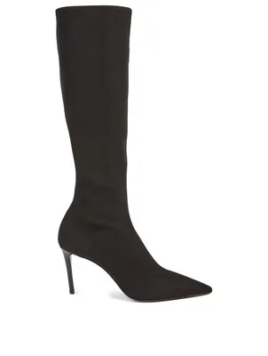 Technical Fabric Heeled Knee-High Boots