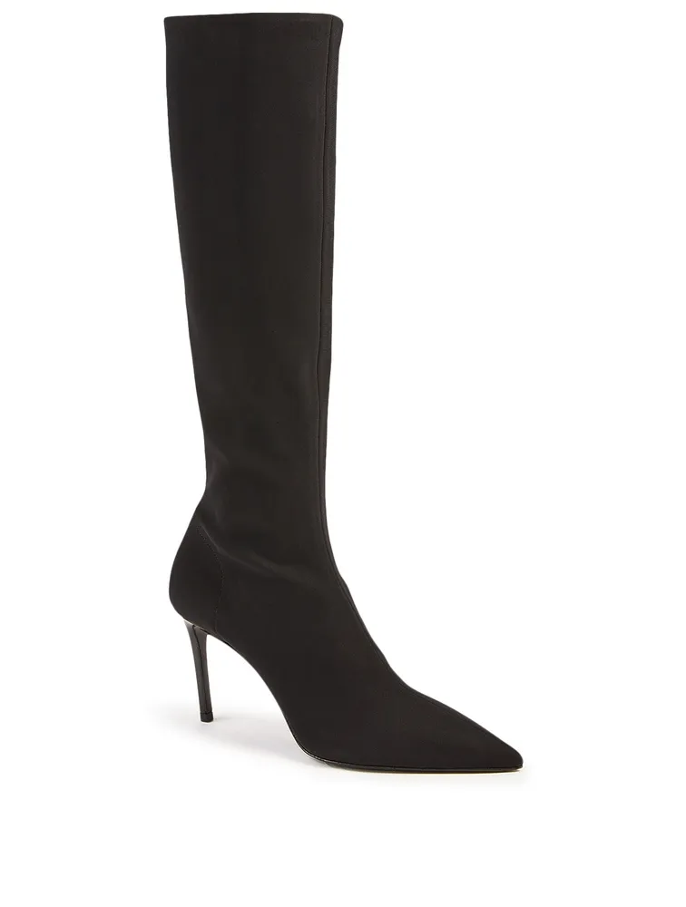 Technical Fabric Heeled Knee-High Boots