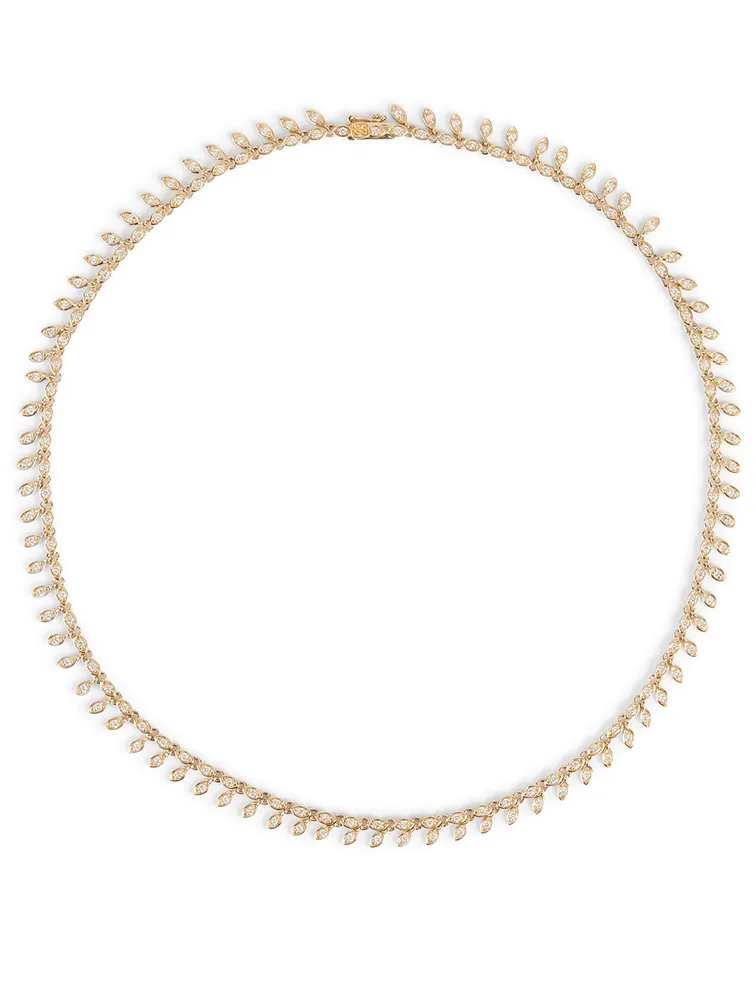 14K Gold Marquise Eye Eternity Fringe Necklace With Diamonds
