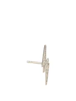 14K White Gold Lightning Bolt Stud Earring With Diamonds