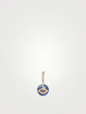 14K Gold Evil Eye Bead Earring With Diamonds