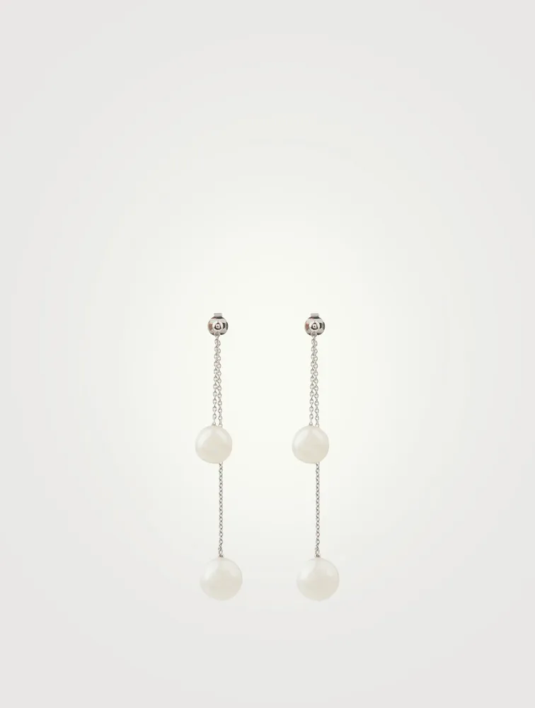 18K White Gold Pearl Front-To-Back Earrings