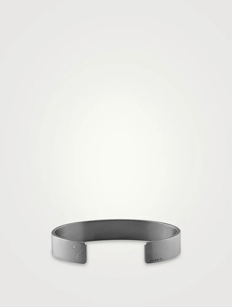 33g Brushed Black Sterling Silver Ribbon Cuff Bracelet