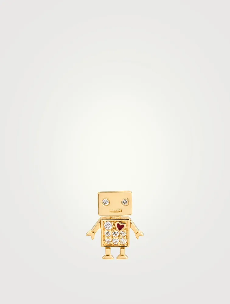 Robot Stud Earring With Diamonds