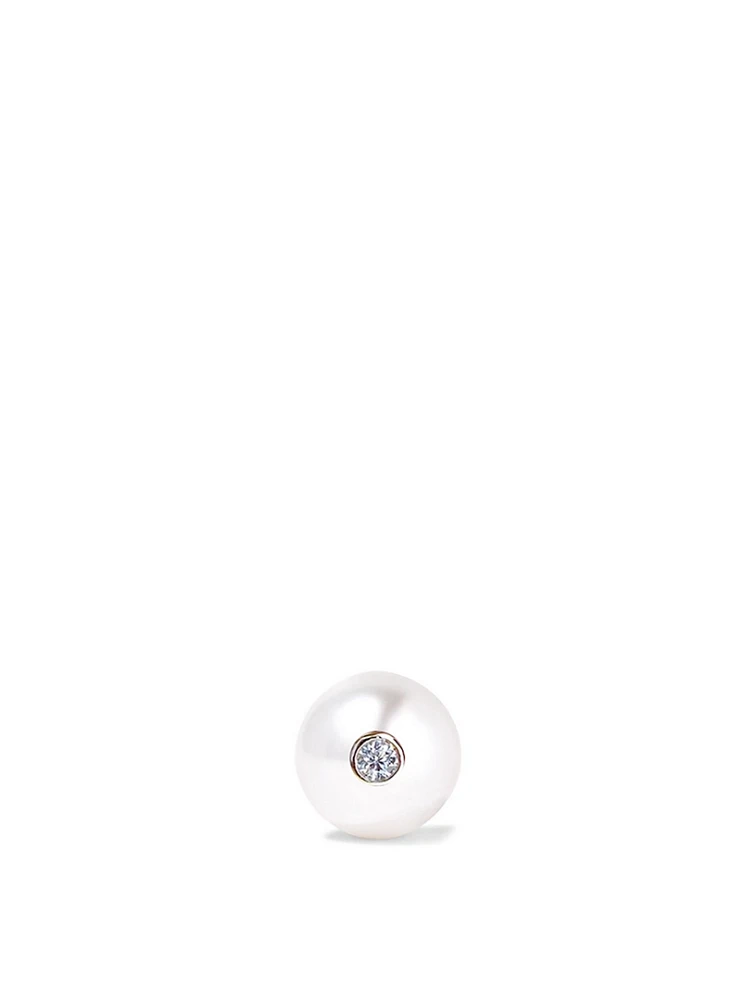 Oasis 18K Gold Pearl Stud Earring With Diamond