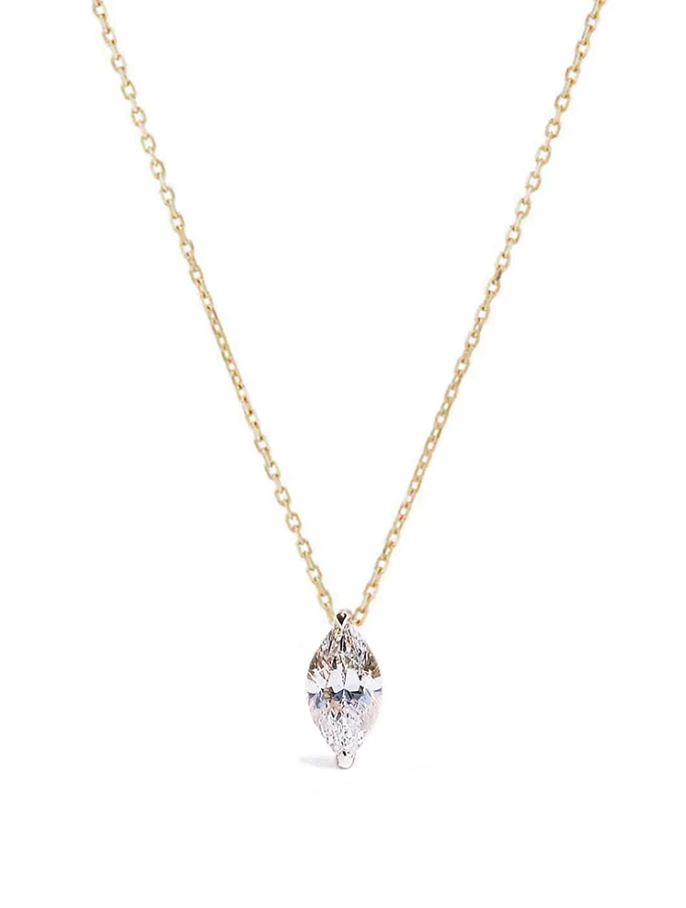 Mini Marquise 18K Gold Necklace With Diamond