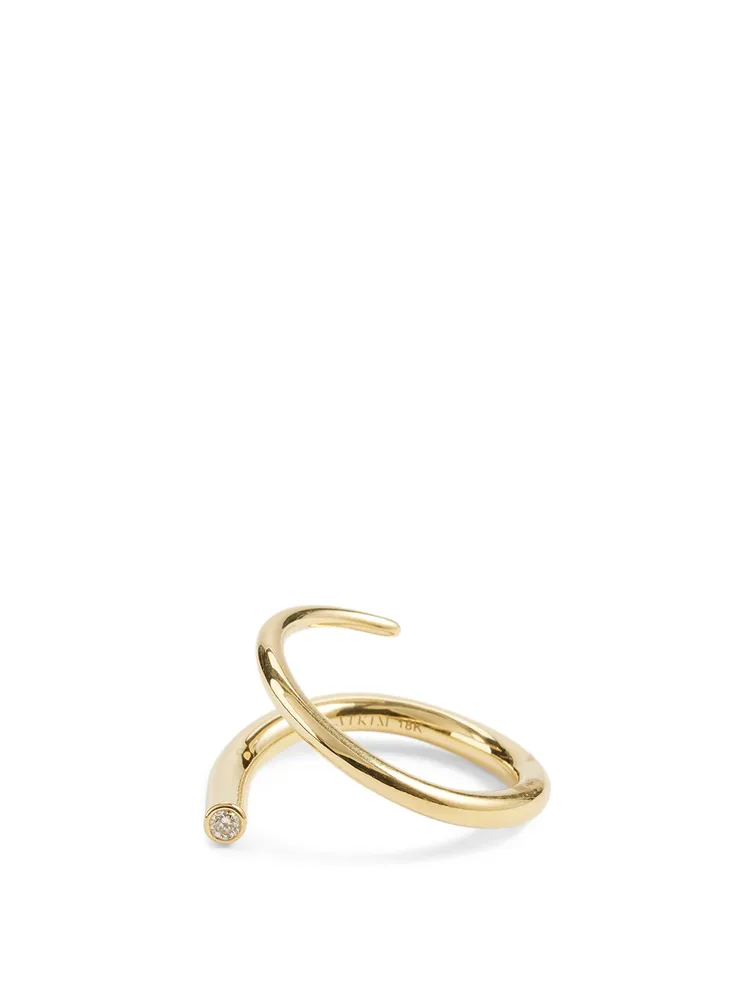 Crescendo 18K Gold Pin Ring With Diamond