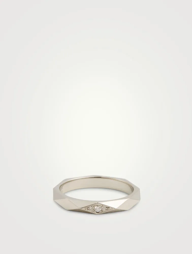 Facette Platinum Wedding Band With Diamonds