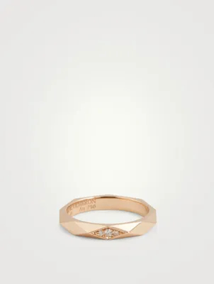 Facette 18K Rose Gold Wedding Band With Diamonds