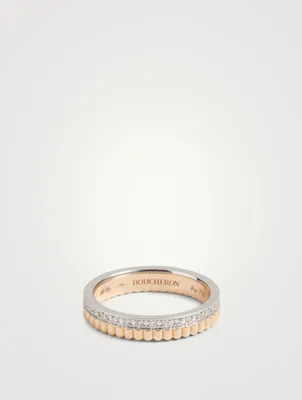 Radiant Edition Quatre White And Rose Gold Wedding Band With Diamonds