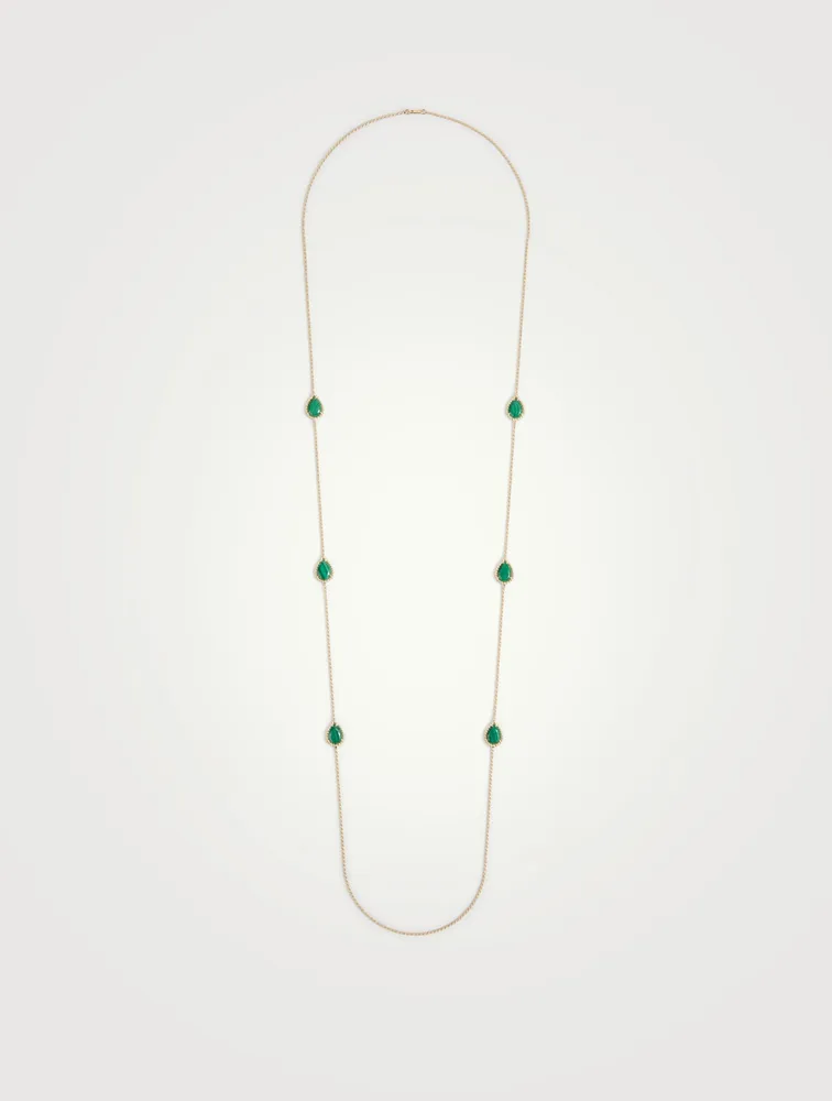 Serpent Bohème Long Gold Necklace With Malachite