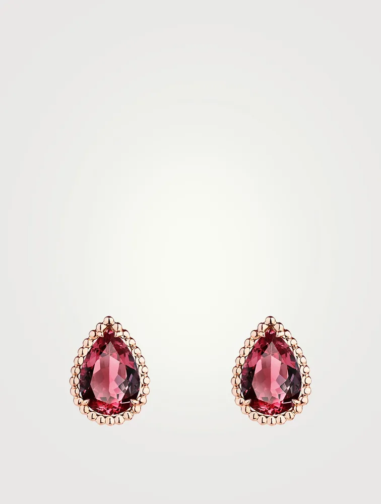 Serpent Bohème Rose Gold Stud Earrings With Rhodolite Garnet