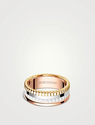 Small White Edition Quatre Gold Ring With Ceramic