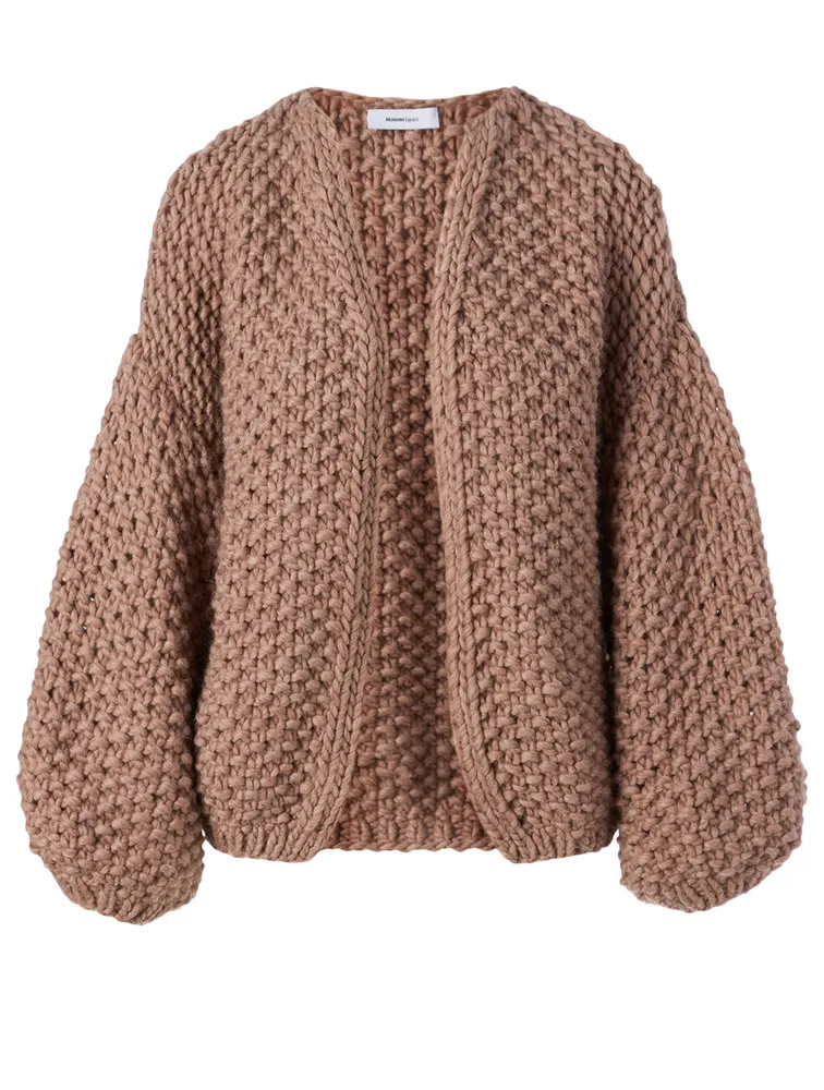 Big Pearl Pattern Merino Wool Cardigan