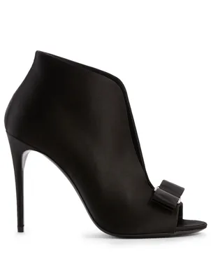 Lara 105 Satin Peep-Toe Heeled Ankle Boots