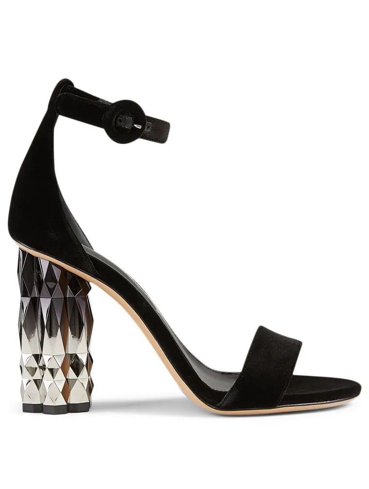 Azalea Suede Refracted-Heel Sandals