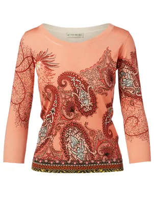 Silk Stretch Top Paisley Print