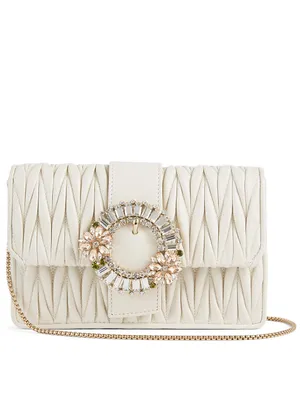 Matelassé Leather Clutch Bag With Jewel Buckle