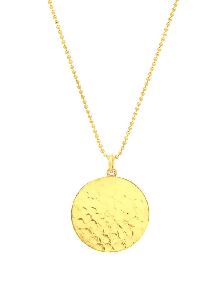 18K Gold Hammered Disc Pendant Necklace