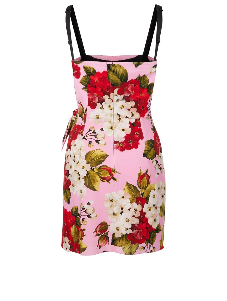Silk Stretch Mini Dress Floral Print