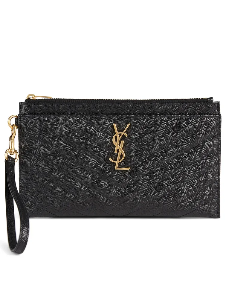 YSL Monogram Leather Clutch Bag